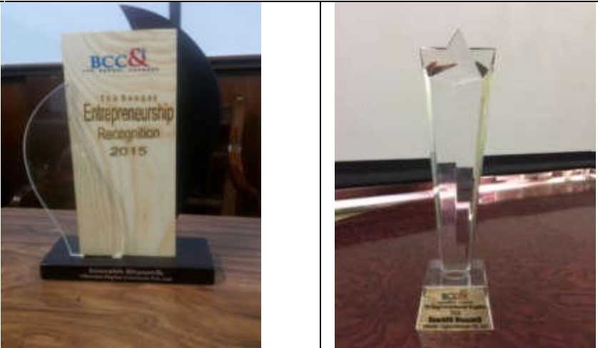 Bengal Chamber Entrepreneurship Award Certificate